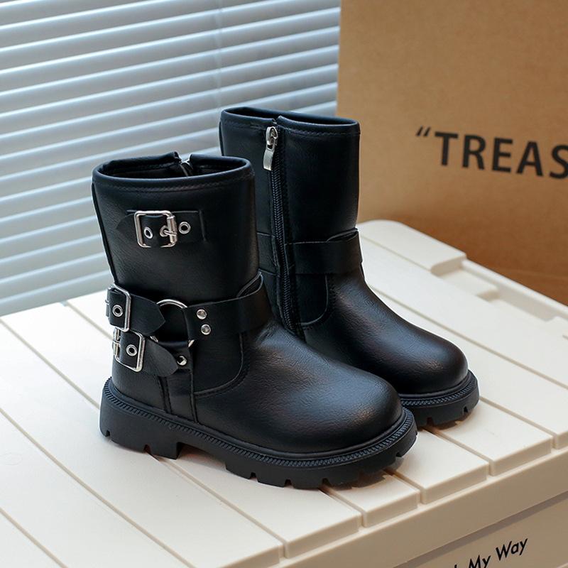 

Модная детская обувь 2025 Осень Новая коллекция Британский стиль Детские кожаные ботинки Мягкая подошва Мальчиковые ботинки Простые женские ботильоны 26insole16.3 Cm чёрный