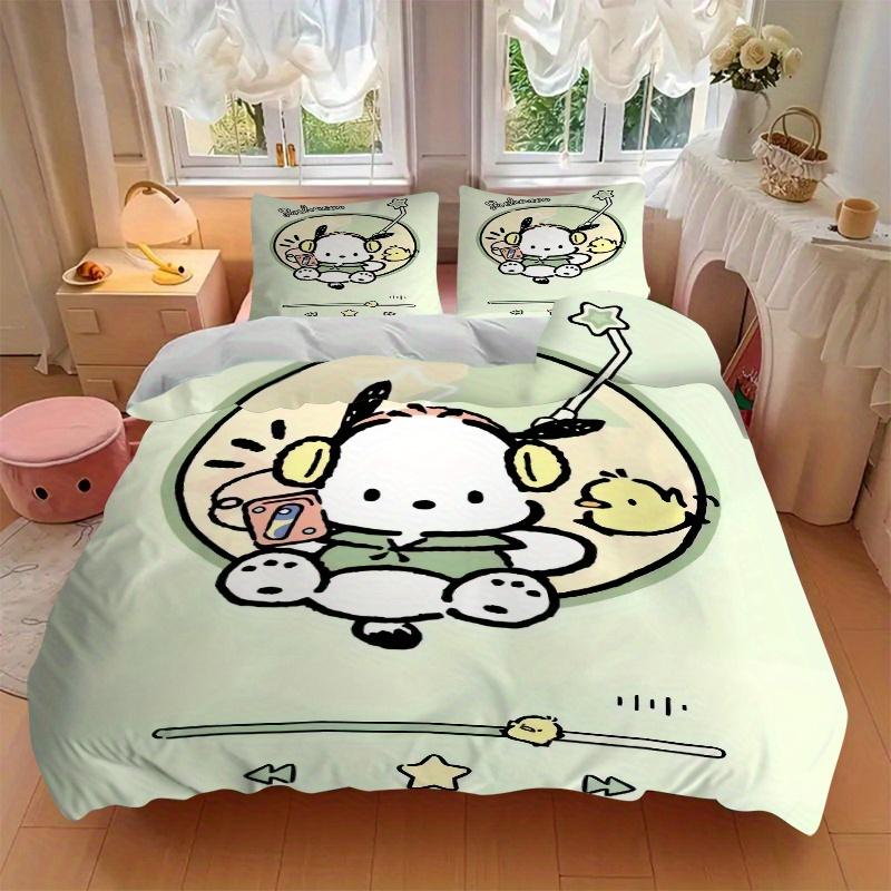 3pcs POCHACCO Listening to Music Bedding Set - 1 Soft Quilt Cover + 2 Pillowcases, Machine Washable - Suitable for All Seasons, Perfect Gift