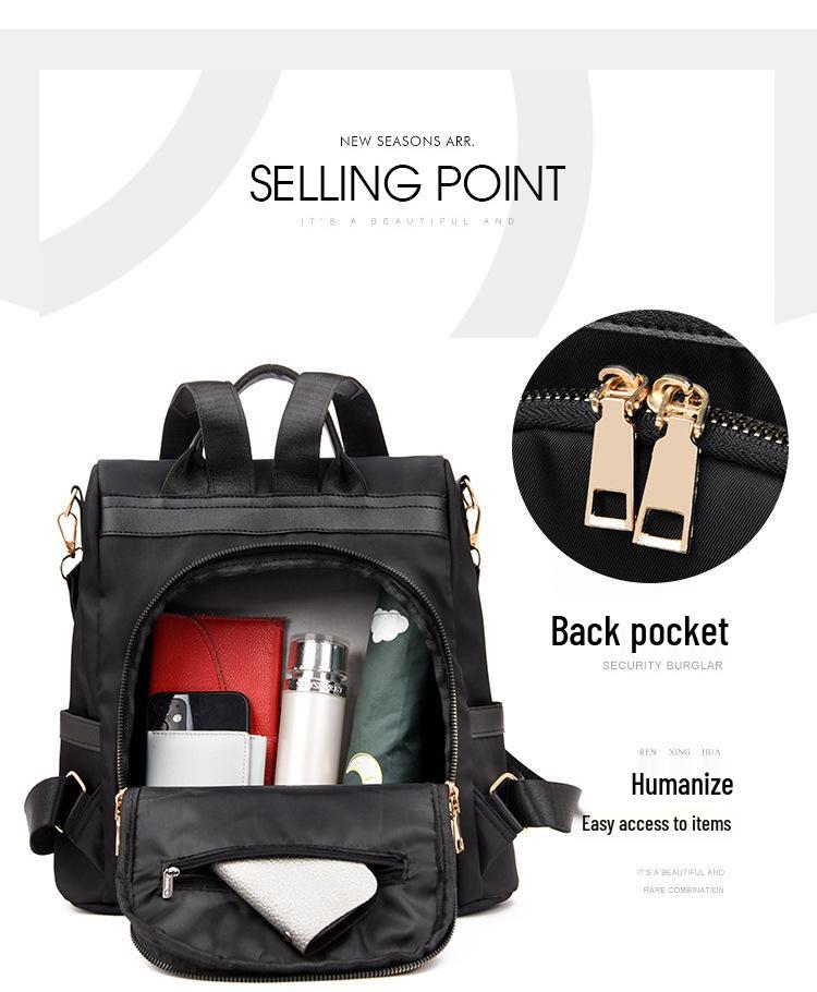 High-End Women's Versatile Oxford Backpack: 2024 Trendy, Large Capacity for Travel and School.