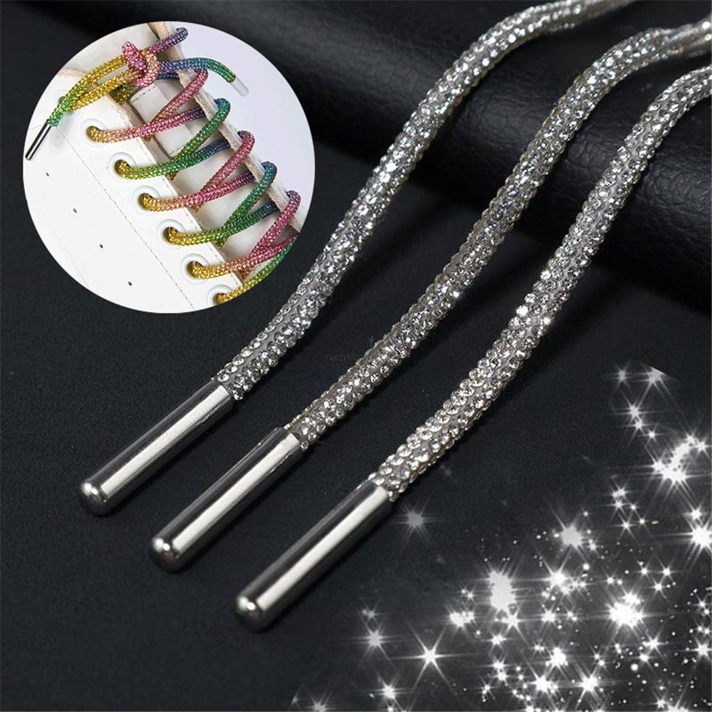 Luxury Rhinestone Shoelaces Rainbow Diamond Shoe Laces Sneakers Laces Shoes Round Shoelace 100/120/140/160CM 1Pc DIY Strings