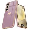 Protective Case - Samsung - Galaxy S24 - Silicone - Shockproof - Heart Pattern - Purple