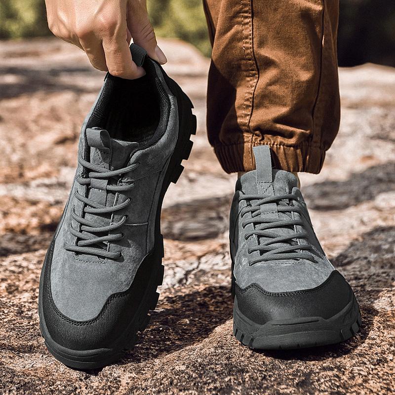 Leather Men's Shoes Lace Up Outdoor Non-slip Sneakers Breathable Hiking Casual Shoes Fashion Flats Boat Shoes Men Sneakers