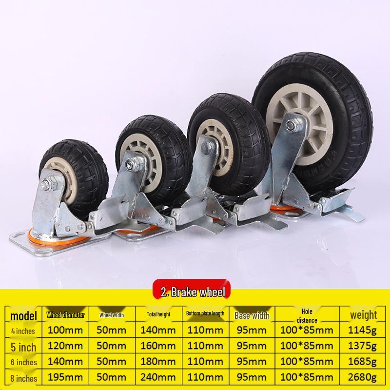 Heavy Duty Grey Rubber Swivel Caster with Silent Black Foam Wheel - Wear-Resistant Trolley Wheel.