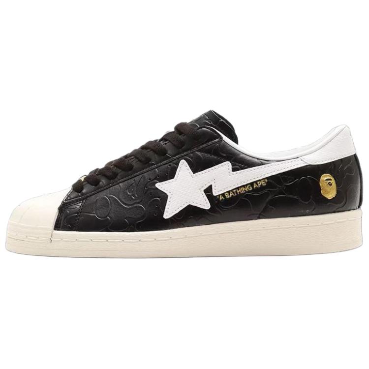 

atmos x BAPE x adidas Superstar Светящиеся в темноте Унисекс Кроссовки Серый Основной черный Обувь Белый JQ3666 44⅔