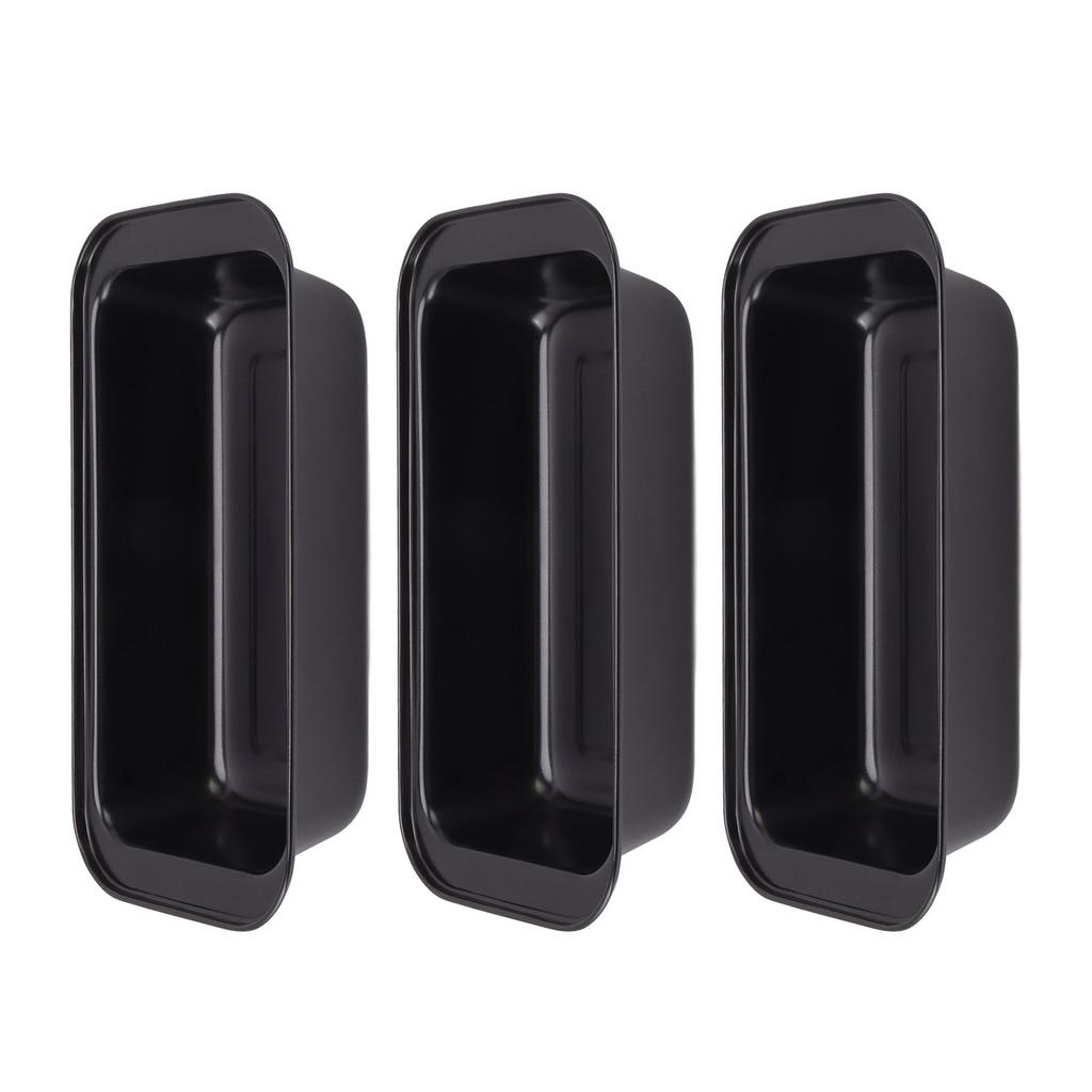 3PCS Non Stick Baking Pan Carbon Steel with Coating Loaf Bread Mould Box Rectangular Black