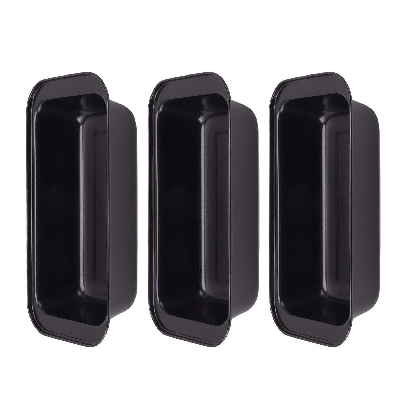 

3PCS Non Stick Baking Pan Carbon Steel with Coating Loaf Bread Mould Box Rectangular Black L