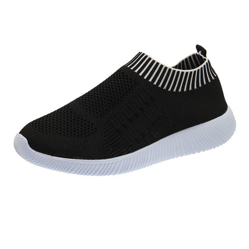 Atmungsaktive Flyknit Leichte Freizeitsport-Schuhe für Damen, Runde Zehenpartie, Modisch, Große Größe 43