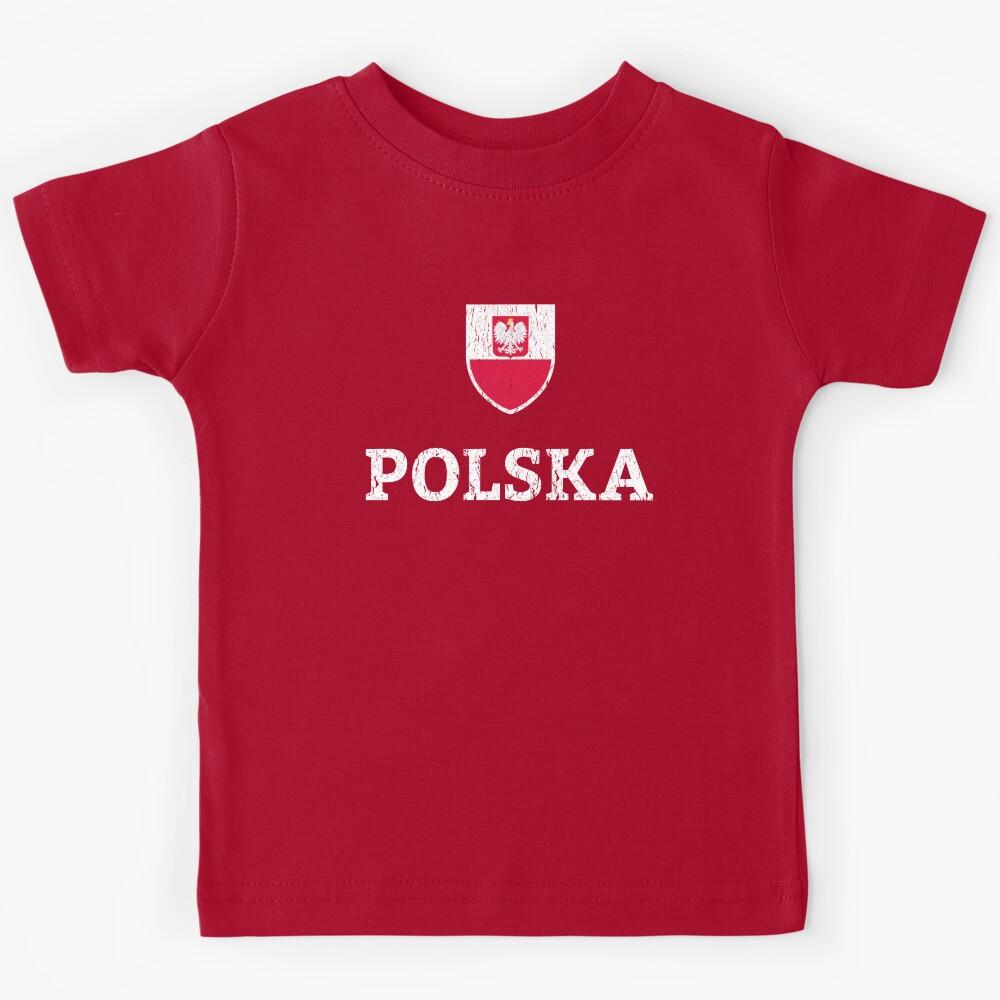 Vintage Poland Polish Football Soccer Kids T-Shirt 130