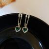 Vintage Green Rhinestone Crystal Earrings Water Droplet Heart Earrings For Women Geometric Square Drop Earrings Jewelry Gifts K0