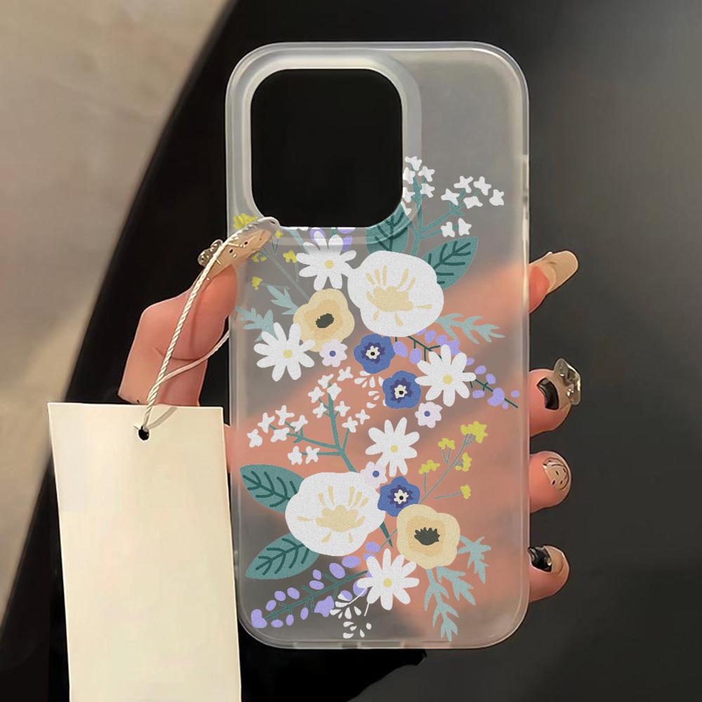 Matte Silikon Blumen Handyhülle für iPhone 16 Pro Max Funda iPhone 11 13 15 14 Plus 12 Mini 16promax 15promax Transparente Hülle