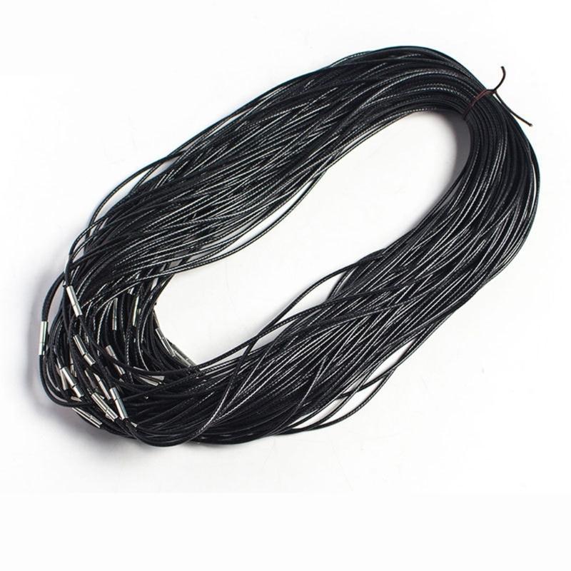 Black Necklace Cord Fashion Braided Rope Necklace Cord DIY Necklace Wax Rope Chain Cord With Insert Buckles