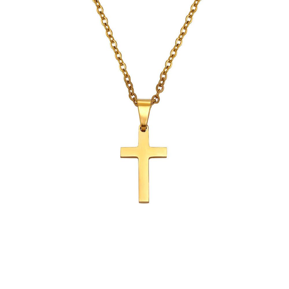 Hip Hop Cross Pendant Necklace for Men Women Minimalist Unisex Stainless Steel Smooth Rock Jewelry Trendy Couple Gifts