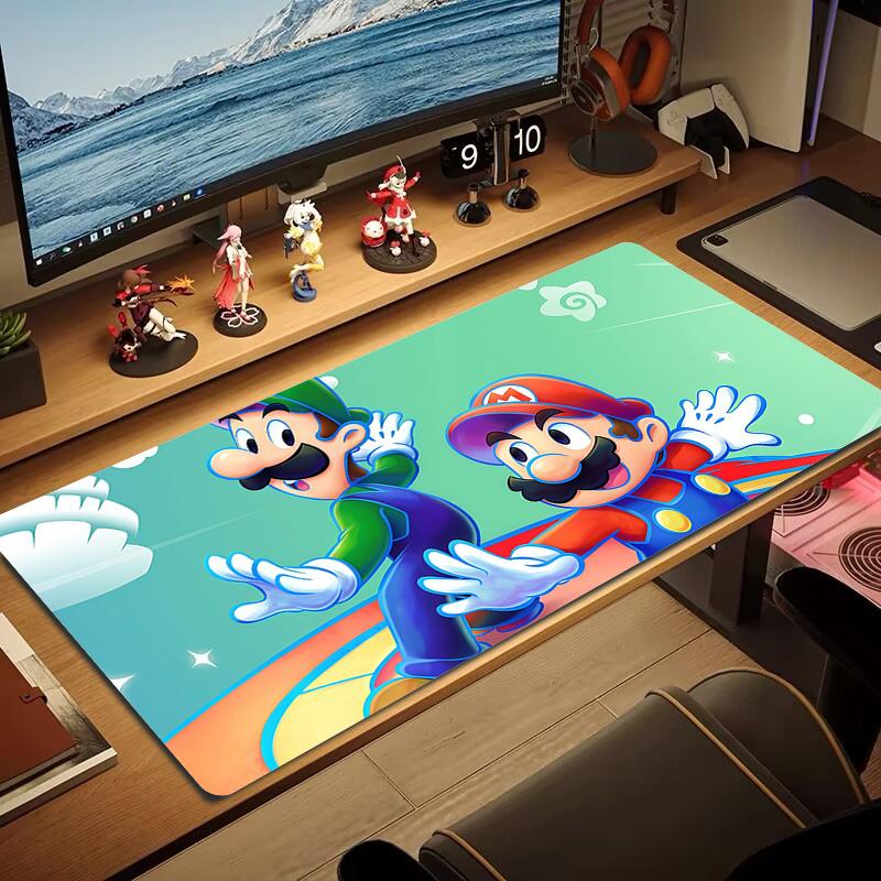 Mario & Luigi Duo Print Cushion Non-slip Laptop Tablet Big Mousepad XXL Mat Mini PC Playmat With Lock edge