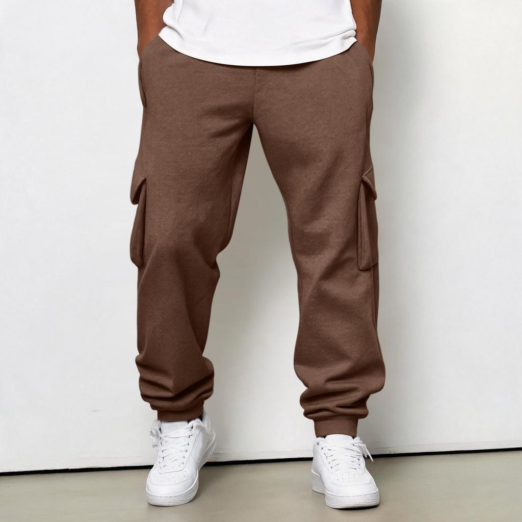 Men's Cargo Joggers with Elastic Waistband and Drawstring, Tapered Leg Casual Pants