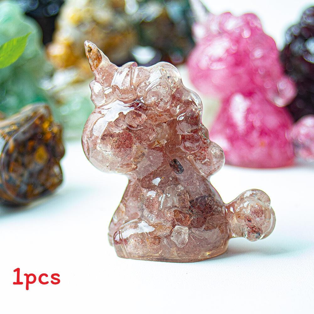 Unicorn Resin Figurine With Handcrafted Crystal Texture For Home Decor And Giftgiving