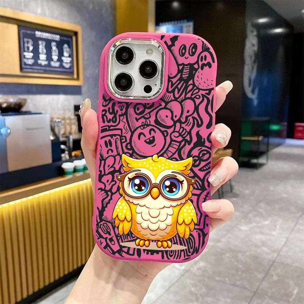 Phone Case: 2D Flat Design Suitable for iPhone 18 17 16 15 14 13 Pro Protective Case, Couple Style, Little Yellow Owl, Christmas and Halloween Gift