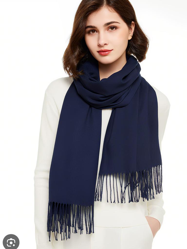 Solid Color Cashmere Scarf With Tassel Pashmina Fashion Custom Logo Women Shawl Wram Thicken Neck Protection190*32Cm