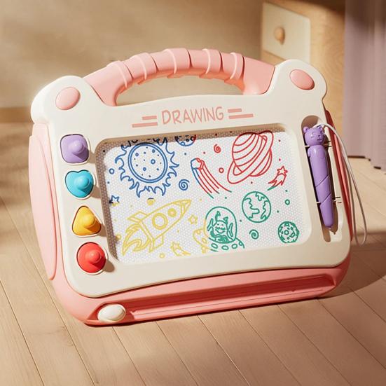 Magnetic Graffiti Board with 4 Different Pattern Stamps Erase Drawings Easily Anti-Lost