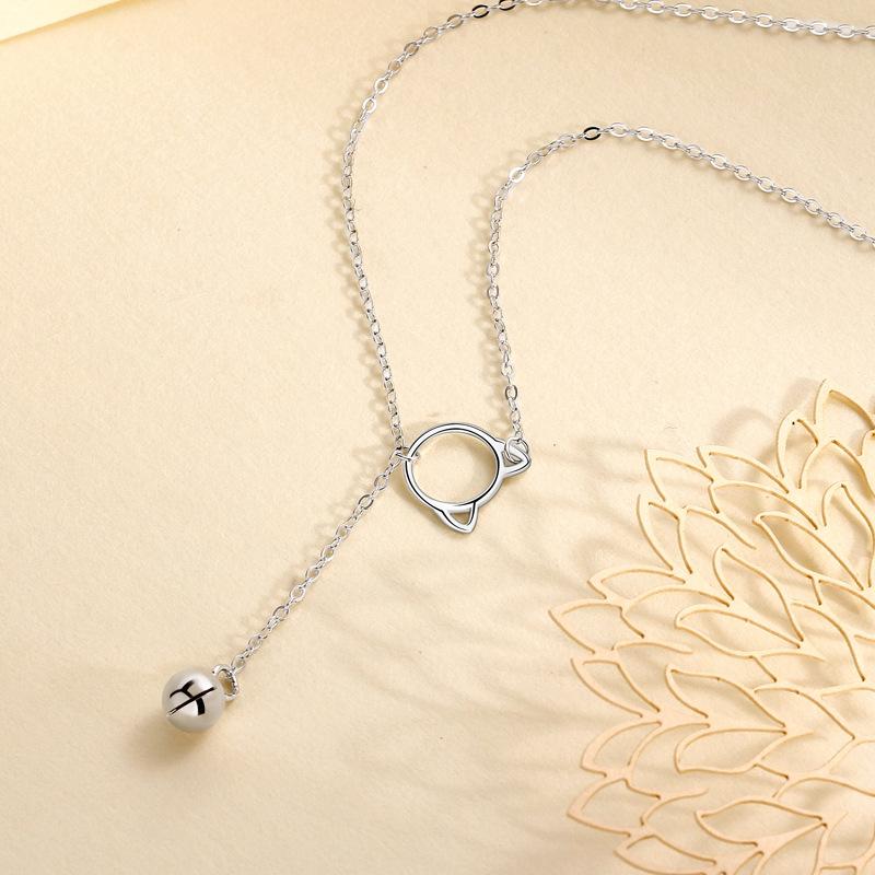 Necklace Cat Bell Korean Version Simple Niche Versatile Retractable Collarbone Chain Premium Durable Quality Useful