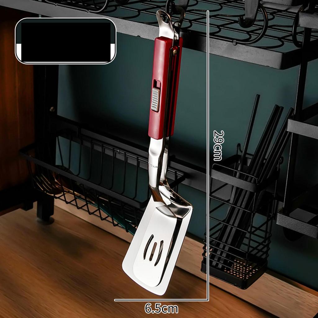 Stainless Steel Spatula Tongs Fish Spatula Slotted Double Spatula Grill Tongs for Beefsteak Burgers Fish Cooking Fillets