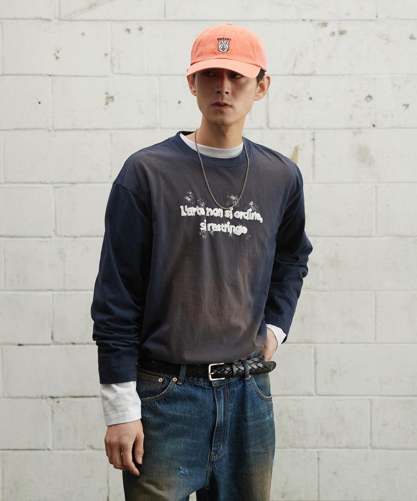 Keulaeki [Unisex] Paint Logo Ls Tee_Navy [Kr265Put472]