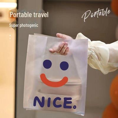Baking Cake Plastic Tote Bag for Takeaway, Salad, Disposable Food, Transparent Packaging
