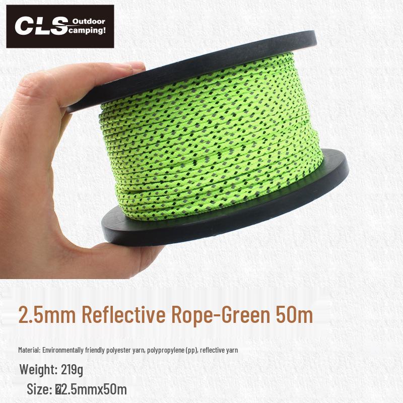 Outdoor Tent Accessory: 10M Reflective Rope, 5mm Thick, Ground Pegs, Windproof Guyline, Clothesline, Awning