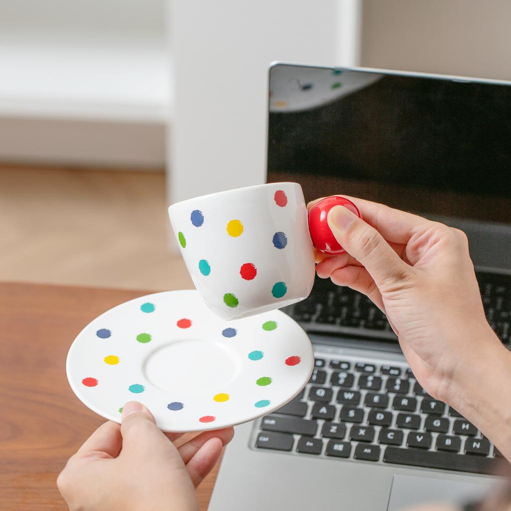 Creative Ceramic Cups Discs Colorful Polka Dots Coffee Cups High Value Office Cups Couples Drinking Water Cups Mugs At Home