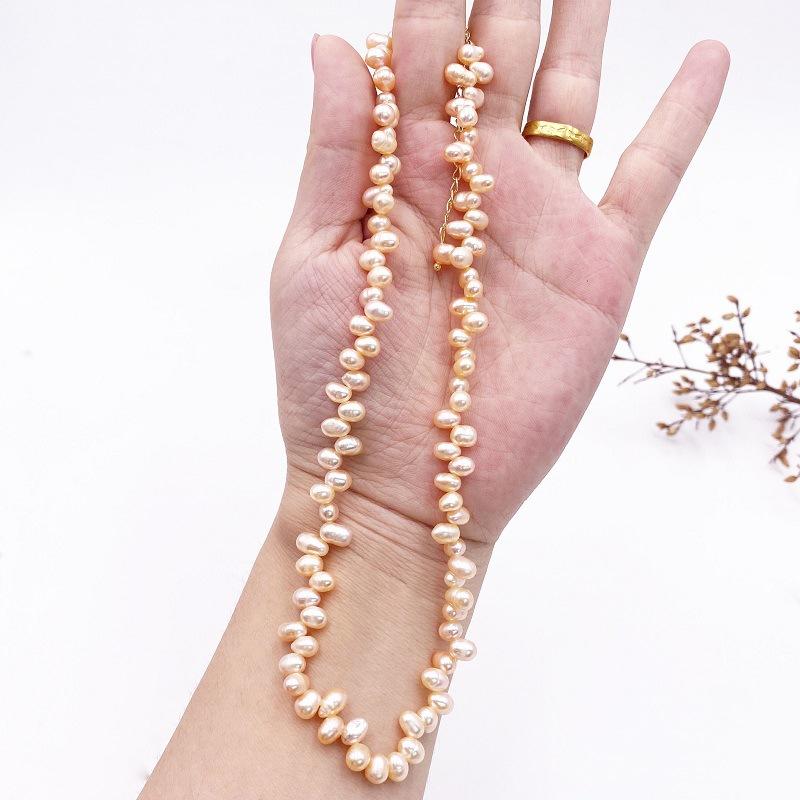 Dongdaemun Simple Collarbone Chain Retro Baroque Style Petal-shaped Freshwater Pearl Necklace Same Bracelet Women
