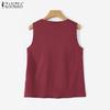 ZANZEA Women Casual Round Neck Summer Sleeveless Tank Tops