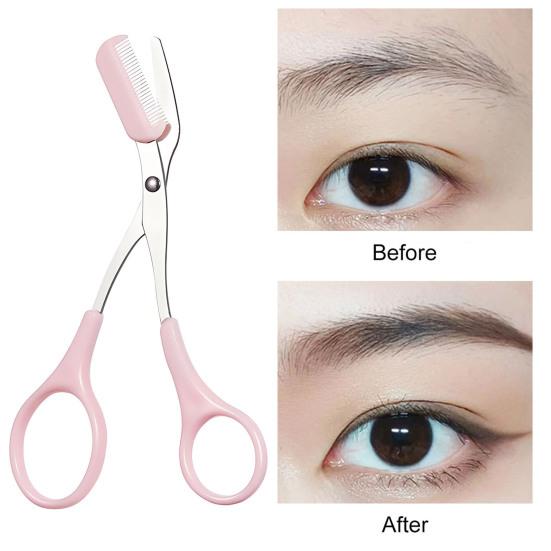 Yousheng Eyebrow Trimming Scissors with Comb Stainless Steel Non-Slip Precision Eyebrow Trimmer Men Women Brow Hair Removal Grooming Tool