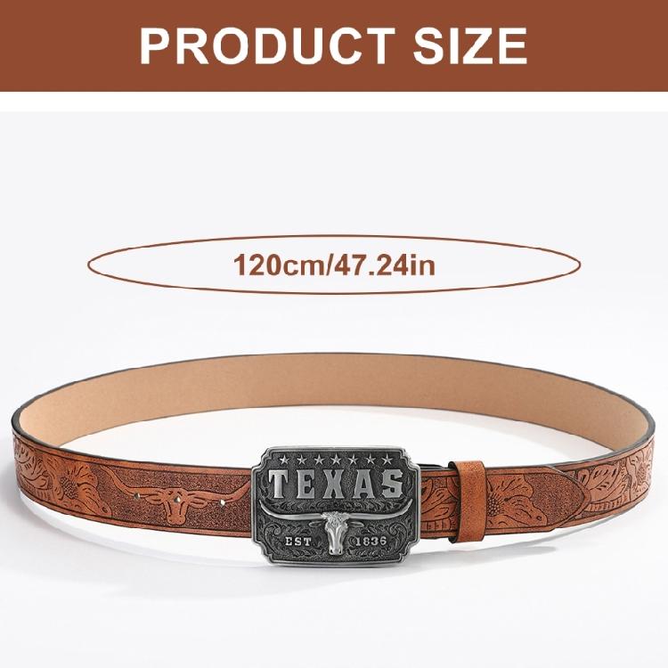 Western-Stil Herrengürtel Cowboy-Hüftband mit silberner Stierkopf-Verzierung für Trendsetter und Stil-Enthusiasten