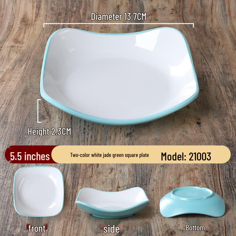 5.5-inch Square White Jade Green Imitation Porcelain Snack Dish