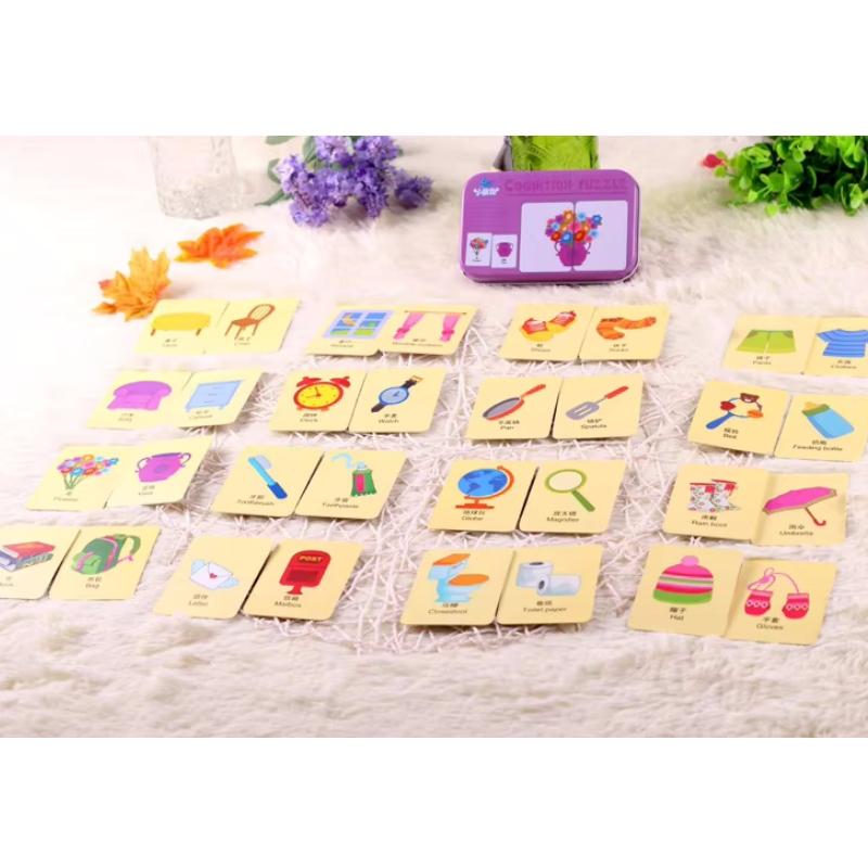Baby Toys Infant Early Head Start Training Puzzle Cognitive Card Car Fruit Animal Life Set Pair Puzzle Baby Gift