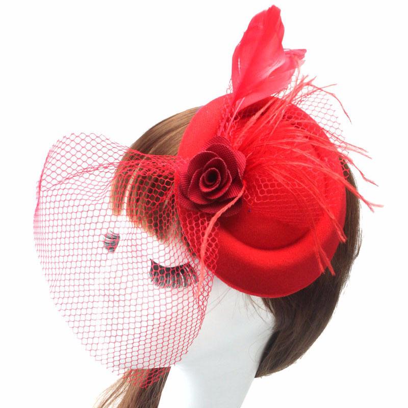 Elegante Dame Top Net Mesh lkäfig Schleier Feder Fascinator Haarnadel HutYT Elegante Dame Top Net Mesh lkäfig Schleier Feder Fascinator Haarnadel HutYT