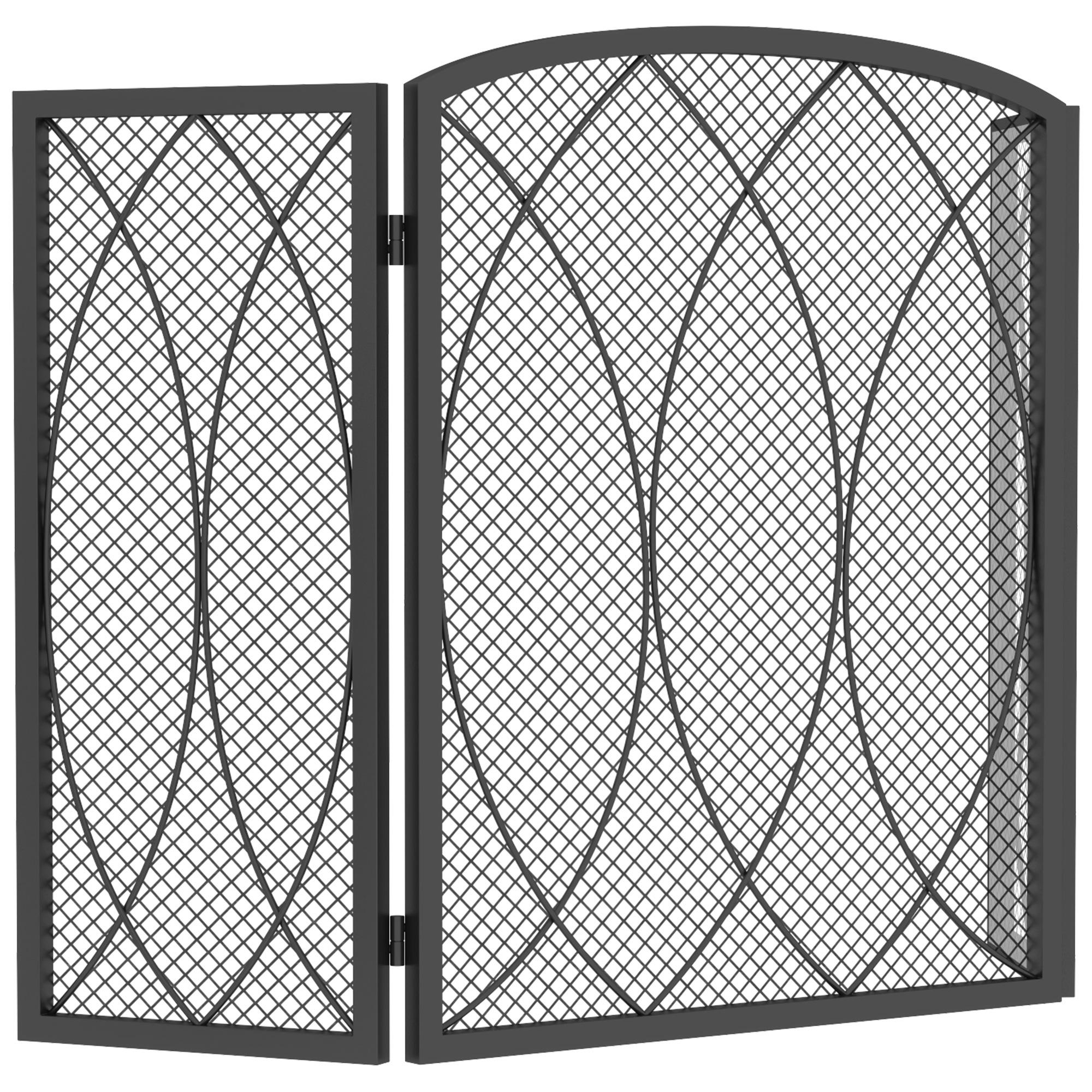 Grille de Protection pour Cheminée 3 Pièces Écran Pliable pour Cheminée 122 X 75 Cm