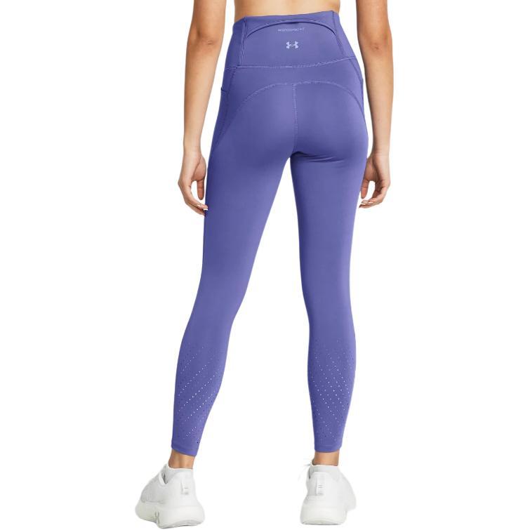 Under Armour Solid Color Reflective Slim Fit Drawstring High Waist Nine-Point Sports Pants Women pants Carbon-Blue 1383367-561