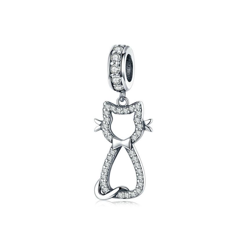 BAMOER 925 Silver Clear 5A Crystal Collection Family Heart Cross Charm Beads fit for Charm Bracelet & Necklace Pendant