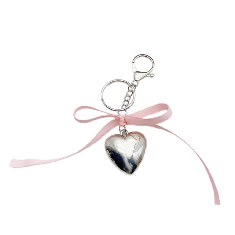 

Bowknot Heart Charm Keychains Women Car Keyring Backpack Handbag Charm Pendant 1 рожевий