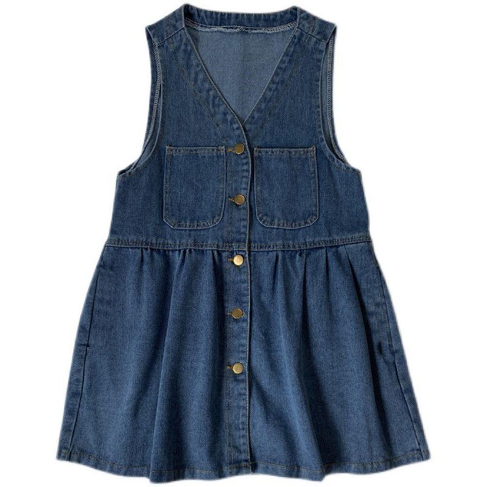 High Waisted Denim Camisole Dress Pleated Sleeveless Short Dress Elegant Cowboy Strap Dress  Summer