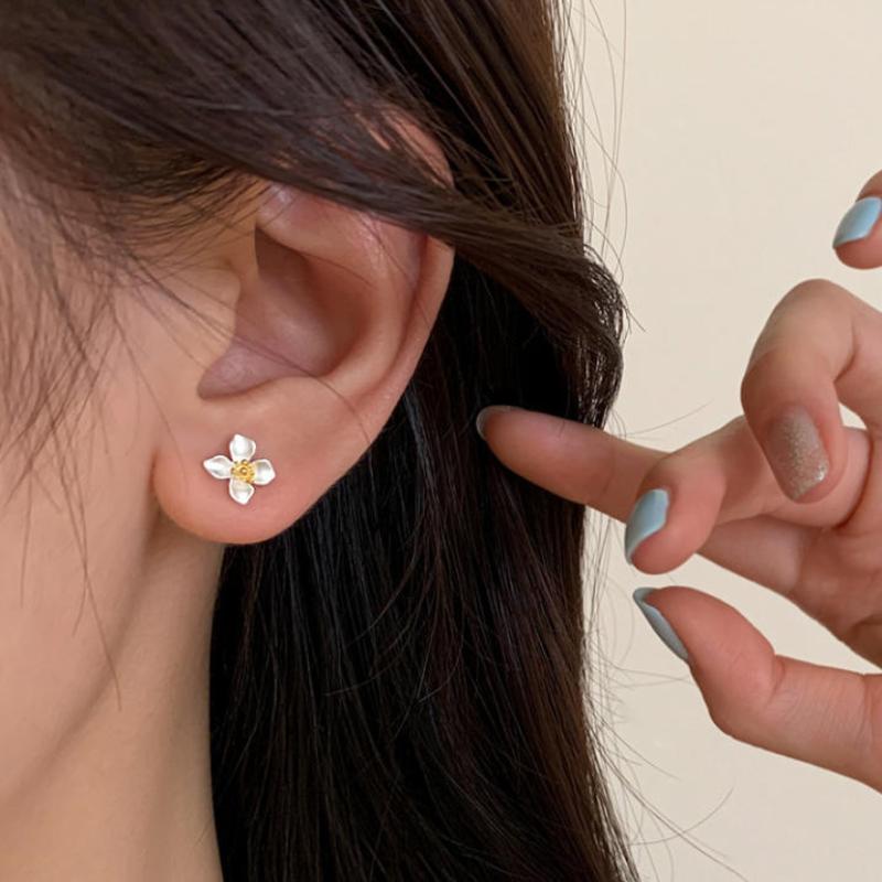 2 Piezas Exquisitos Accesorios de Lujo Ligero Mini Pendientes de Botón de Flor de Planta Mate Para Mujeres Joyería Fina Clásica
