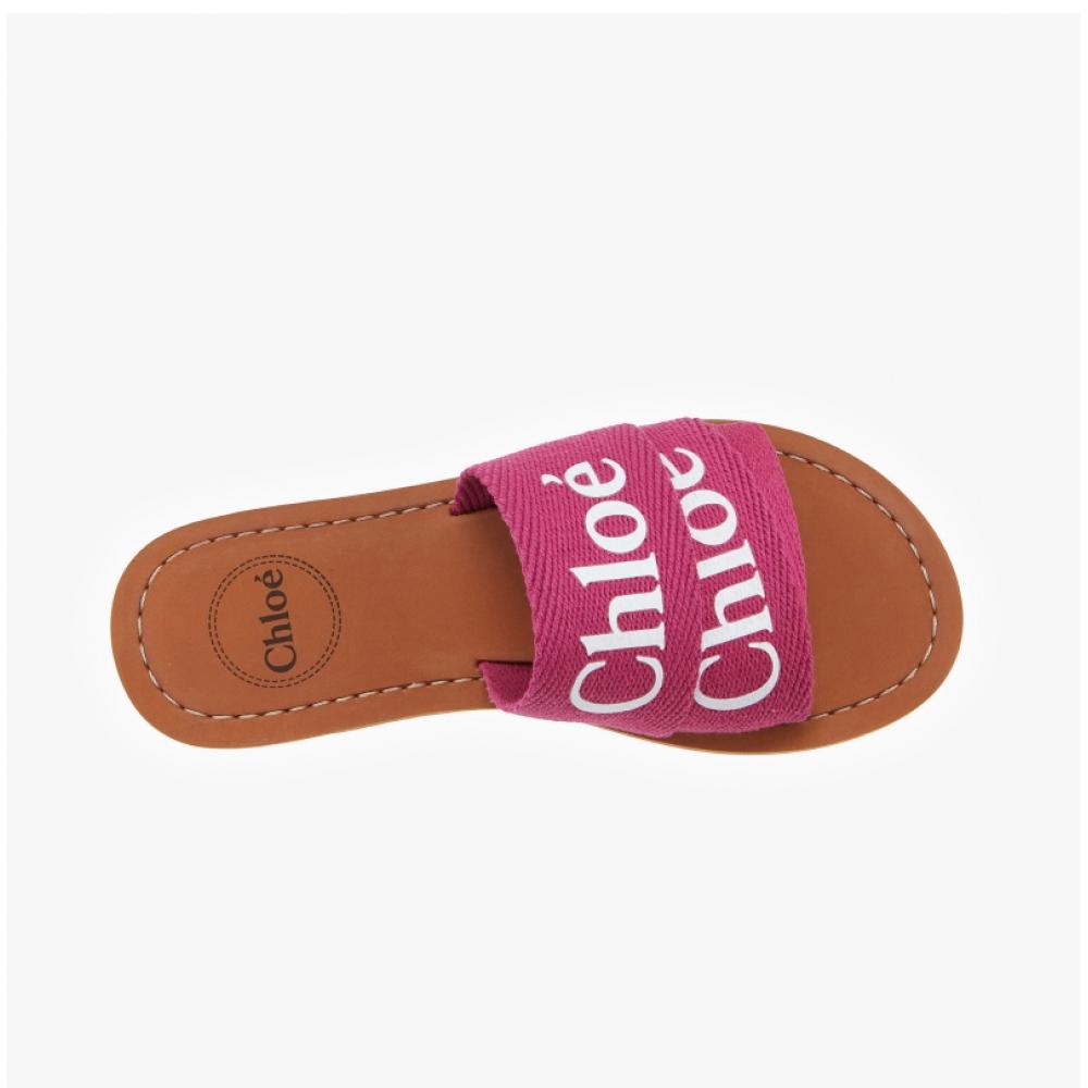 Chloe C20136 49l Woody Logo Flat Mule Slippers