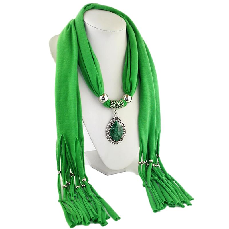 Jewelry Scarf Metal Diamond Jade Pendant Women Shawl Scarf