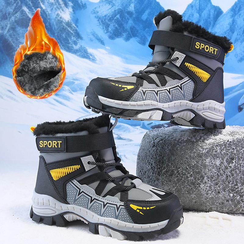 Boy's Winter Snow Boots with Plush Insulation Anti Slip Outdoor Sports Snow Boots