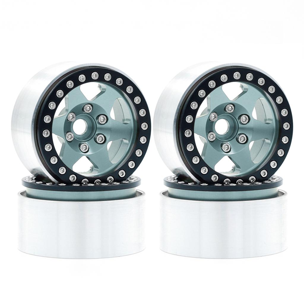 Aluminum Alloy Wheel Rim Beadlock Wheel Rims Hub 4pcs Replacement for 1/10 TRX4 Axial SCX10 90046