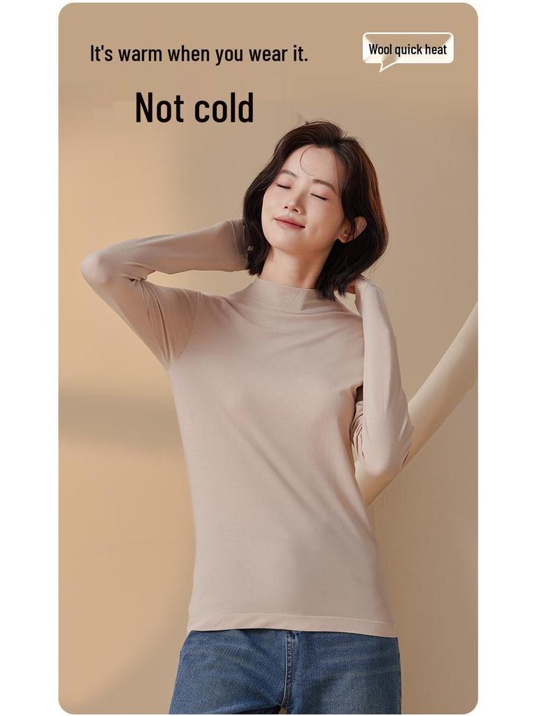 Damen High-End Modal Strick Rollkragen Basisschicht - Warmes Langarm Herbst/Winter Oberteil