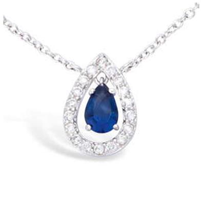 [L7242] - Silver Necklace 'Sissi' Silver-white Sapphire (rhodium-plated) - 13x9 Mm