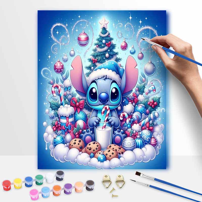 Disney Christmas Stitch Oil Painting Kit Home Bedroom Wall Decor Handmade Gift Holiday Art DIY Canvas Painting Set Room Decor Craft