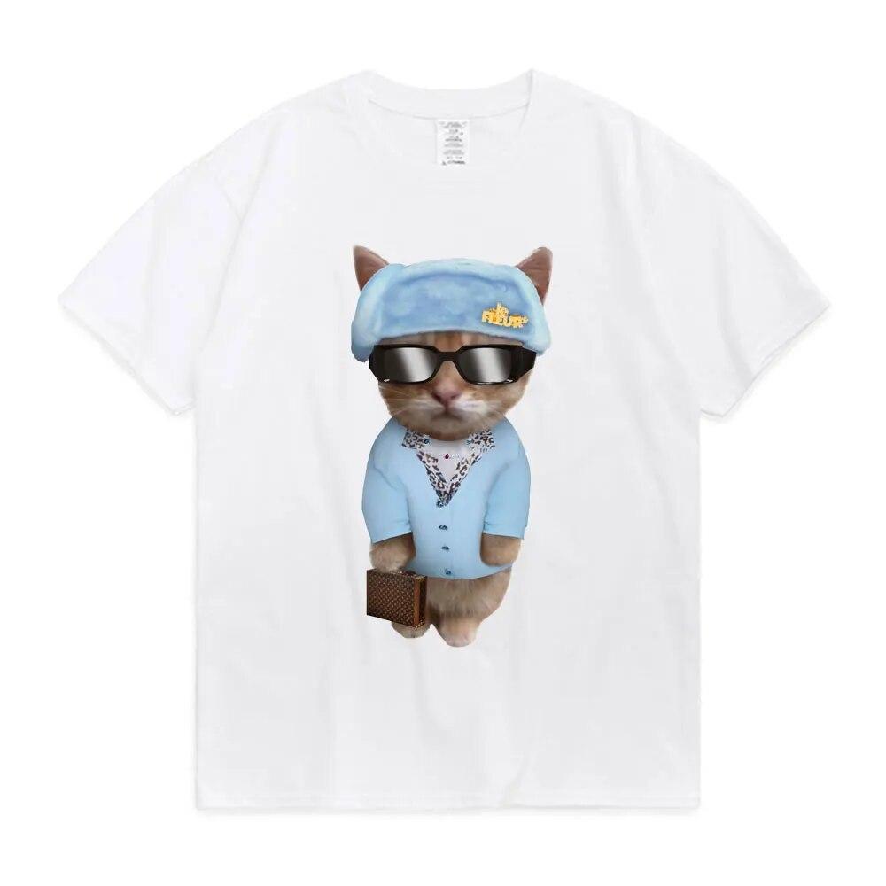 Lustige El Gato traurig weinende Katze Munchkin Kitty Meme trendige Grafik T-shirt Mode Kurzarm T Shirt Unisex Frauen Casual Baumwolle T-Shirt