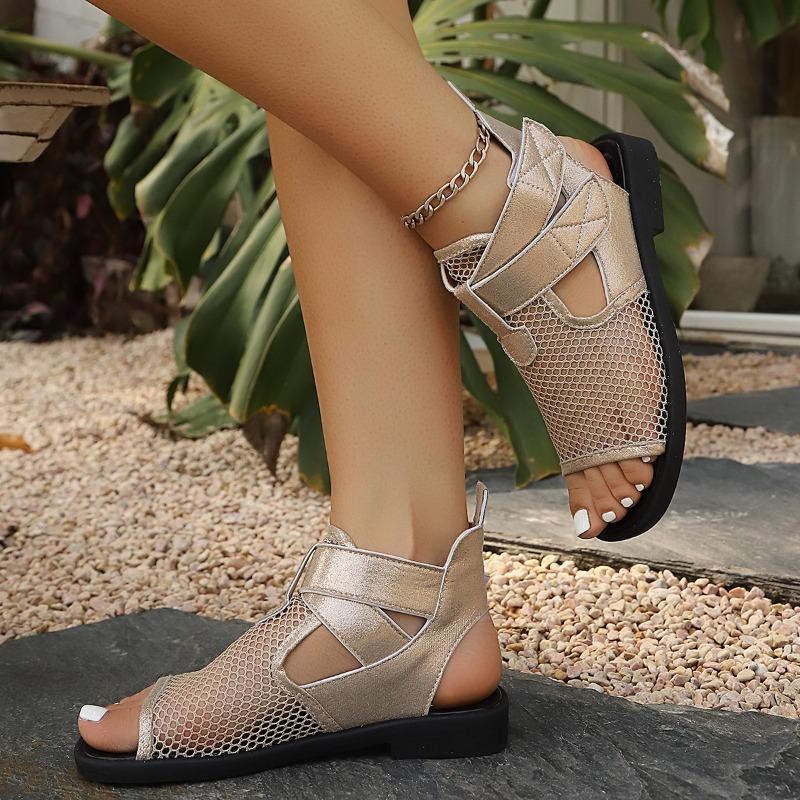 Women's Summer Breathable Hollow Flat Sandals, Comfortable European Style Footwear, Available In Large Sizes.